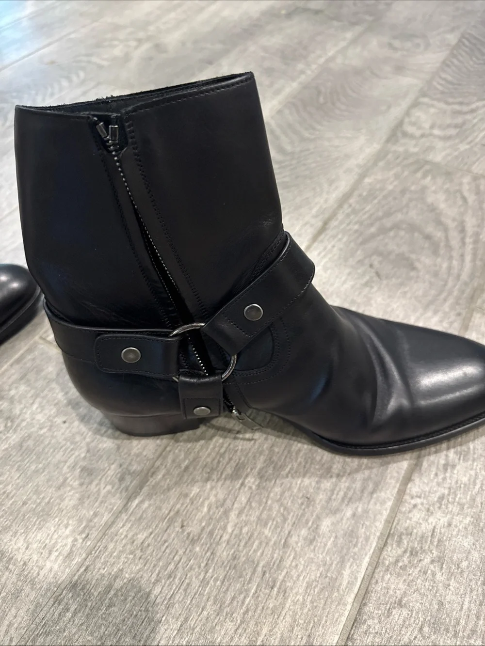 Authentic Yves St Laurent jodhpur ankle boot in smooth calfskin leather